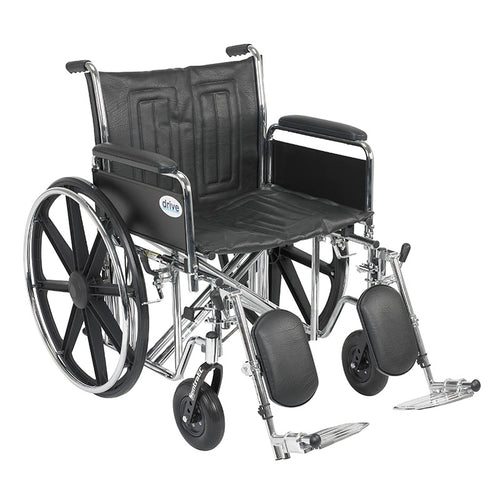 Drive Medical STD22ECDFA-ELR Sentra EC Heavy Duty Wheelchair, Detachable Full Arms, Elevating Leg Rests, 22" Seat
